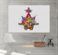 Rorschach Inkblot Test Card 6 Watercolor Print Psychology Psychiatry Psychotherapist Psychological Psychologist Clinic Medical Office-1316 - CocoMilla