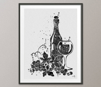 Wine Watercolor Print Bar Decor Wine Glass Decor Kitchen Decor Alcohol Decor Drinking Home Party Decor Greeting Celebration Wine Gift-948 - CocoMilla