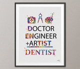 Dentist Quote Watercolor Print Doctor Engineer Artist Teeth Stomatology Clinic Geek Gift Nerd Wall Decor Medical Art Dental Office Art-1414 - CocoMilla