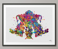 Rorschach Inkblot Test Card 4 Watercolor Print Psychology Psychiatry Psychotherapist Psychological Psychologist Clinic Medical Office-1309 - CocoMilla