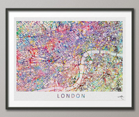 London City Map England illustrations Watercolor Print Wall Wedding Gift Travel Poster Wall Decor Art Home Decor Wall Hanging [NO 579] - CocoMilla