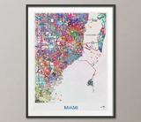 Miami Map, Miami Watercolor Print, Miami Street Map, Travel Decor, Wanderlust, Map Art, Wall Hanging, United States Street Map, City Map-888 - CocoMilla