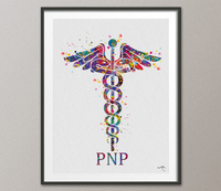 Caduceus Pediatric Nurse Practitioner PNP Watercolor Art Print Wall Art Nurse Gift Medical Art Gift for Doctor Home Decor Office Decor-15 - CocoMilla