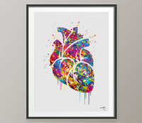 Heart Anatomy Watercolor Art Print Medical Art Anatomy Decor Cardiology Clinic Office Decor Wall Hanging Cardiologist Science Wall Art-77 - CocoMilla