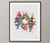 Hemoglobin Watercolor Print Blood Histology Art Science Gift Hematology Medical Art Blood Cells Wall Art Office Laboratory Clinic Decor-1274 - CocoMilla