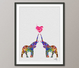 Elephant LOVE Watercolor Art Print Heart Wedding Gift Nursery Wall Art Giclee Wall Decor Art Home Decor Wall Hanging for Kids [NO 30] - CocoMilla