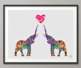 Elephant LOVE Watercolor Art Print Heart Wedding Gift Nursery Wall Art Giclee Wall Decor Art Home Decor Wall Hanging for Kids [NO 30] - CocoMilla