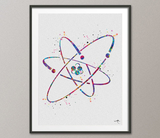 Atom Nuclear Atom Symbol, Watercolor Print, Medical Symbol, Wall Art, Atomic, Science Art, Graduation Gift, Physics, Science Decor-994 - CocoMilla