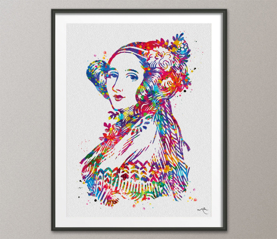 Ada Lovelace Watercolor Print Mathematician Programming Pioneer Computer Science Technology Art Nerdy Gift Student Gift -1494 - CocoMilla