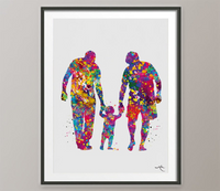 Two Dads Watercolor Print Same Sex Gay Adoption LGBT Family Love Wins Wedding Gift Wall Art Love is Love Gift Art Home Decor Mr and Mr-557 - CocoMilla