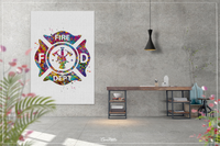 Fire Department Art Watercolor Print Fireman Gift Firefighter Canvas Wall Decor Fire Rescue Fire Truck Personalised Hero Gift-1407 - CocoMilla