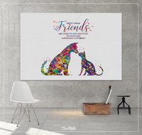 Cat and Dog Friend Quote Watercolor Print Pet Gift Pet Dog Love Friendship Gift Housewarming Gift Pet Wall Art Doglover Gift Veterinary-1637 - CocoMilla