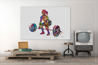Woman Weightlifter Watercolor Print Female Weightlifting Gift Art Wall Decor Gym Fitness Like a Girl Ladies Sports Art Sport Wall Art-1498 - CocoMilla
