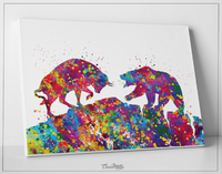 Bull and Bear Watercolor Print Office Decor Wall street Stock Market Exchange Bull vs. Bear Business World Wall Art Investor Trader Gift-702 - CocoMilla
