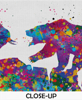 Bull and Bear Watercolor Print Office Decor Wall street Stock Market Exchange Bull vs. Bear Business World Wall Art Investor Trader Gift-702 - CocoMilla