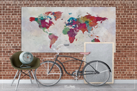 World Map Push Pin, Large world map, Decorative Push Pins, Abstract World Map, Travel Gift, Wall Decor, Worldmap poster print, Rustic-859 - CocoMilla
