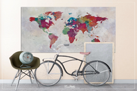 World Map Push Pin, Large world map, Decorative Push Pins, Abstract World Map, Travel Gift, Wall Decor, Worldmap poster print, Rustic-859 - CocoMilla