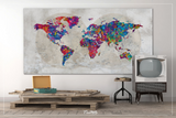 World Map Push Pin, Large world map, CANVAS Print Map, Abstract World Map, Travel Gift, Map Wall Decor, Worldmap Poster, Christmas Gift-1105 - CocoMilla