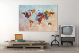 Push Pin World Map, Watercolor World Map, Canvas World Map, Push Pin Travel Map, Wanderlust, Wall Decor, Home Decor, Wall Hanging-863 - CocoMilla