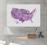 Push Pin USA Map, Watercolor United States Map, Canvas America Map, Push Pin Travel Map, Wanderlust, Wall Decor, Home Decor, Map Art-1074 - CocoMilla