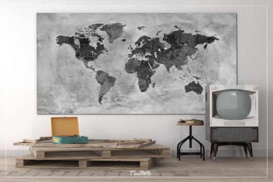 Push Pin World Map, CANVAS Print, Extra Large World Map, Push Pin Travel Map, Rustic World Map, Antiques Map, Wanderlust, Travel Love-964 Active Restock requests: 0 - CocoMilla