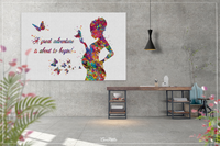 Pregnant Woman Quote Great Adventure Watercolor Print Pregnancy Flowers Obstetrician Nursing Baby Shower New Mum Art Gift OBGYN Gift-1350 - CocoMilla