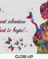 Pregnant Woman Quote Great Adventure Watercolor Print Pregnancy Flowers Obstetrician Nursing Baby Shower New Mum Art Gift OBGYN Gift-1350 - CocoMilla