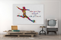 Soccer Girl Quote Watercolor Print Female Soccer Gift Soccer Art Wall Decor Girl Soccer Player Art run with your heart Girl Wall Art-376 - CocoMilla