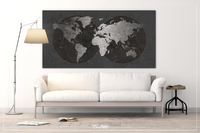 World Map CANVAS Print Extra Large World Art Push Pin Travel Map Rustic Gray World Map Antiques Map Art Wanderlust Pushpin Trawel Map-309 Active Restock requests: 0 - CocoMilla