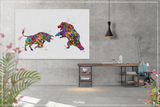 Bull and Bear Watercolor Print Office Decor Wall street Stock Market Exchange Bull vs. Bear Business World Wall Art Investor Trader Gift-356 - CocoMilla