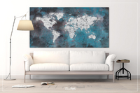 World Map Push Pin Large Dark Blue World Map CANVAS Print Map Rustic Old Watercolor Wall Decor Large World Map Christmas Travel Gift-1136 - CocoMilla