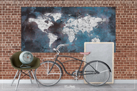 World Map Push Pin Large Dark Blue World Map CANVAS Print Map Rustic Old Watercolor Wall Decor Large World Map Christmas Travel Gift-1136 - CocoMilla