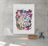 We're All Mad Here Watercolor Print Alice in Wonderland Quote Alice Art Print Nursery Wall Art Wall Decor Art Home Decor Wall Hanging-1557 - CocoMilla