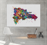 Dominican Republic Map Watercolor Print Map Decor Wanderlust Art Print Wedding Gift Poster Travel Anniversary Gift Wall Art Hanging-1242 - CocoMilla