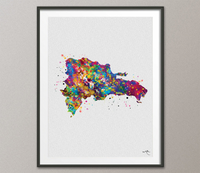 Dominican Republic Map Watercolor Print Map Decor Wanderlust Art Print Wedding Gift Poster Travel Anniversary Gift Wall Art Hanging-1242 - CocoMilla