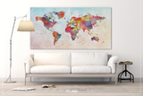 World Map Push Pin, Large world map, CANVAS Print Map, Abstract World Map, Travel Gift, Wall Decor, Worldmap poster, Christmas Gift-1079 - CocoMilla