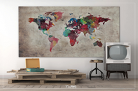 World Map Push Pin, Large world map, CANVAS Print Map, Abstract World Map, Travel Gift, Wall Decor, Worldmap poster, Christmas Gift-1079 - CocoMilla