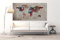 World Map Push Pin, Large world map, CANVAS Print Map, Abstract World Map, Travel Gift, Wall Decor, Worldmap poster, Christmas Gift-1079 - CocoMilla