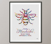 Manchester Bee Watercolor Print This is Manchester Quote Inspirational Wall Art Poster Wall Decor Home Worker Bee Decor Wall Hanging-1394 - CocoMilla