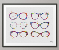 Eyeglasses Watercolor Print Optometrist Gift Optician Poster Doctor Eye Glasses Eye Wear Medical Art Ophthalmology Wall Art Eye Clinic-528 - CocoMilla