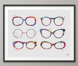 Eyeglasses Watercolor Print Optometrist Gift Optician Poster Doctor Eye Glasses Eye Wear Medical Art Ophthalmology Wall Art Eye Clinic-528 - CocoMilla
