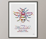 Manchester Bee Watercolor Print This is Manchester Quote Inspirational Wall Art Poster Wall Decor Home Worker Bee Decor Wall Hanging-1394 - CocoMilla