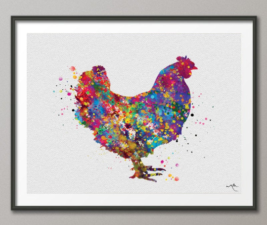 Chicken Watercolor Print Chicken Art Print House Warming Gift Pet Gift Animal Love Nursery Animal Decor Poster Farm Animal Poster-505 - CocoMilla