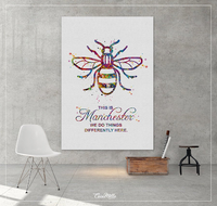 Manchester Bee Watercolor Print This is Manchester Quote Inspirational Wall Art Poster Wall Decor Home Worker Bee Decor Wall Hanging-1394 - CocoMilla