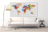 World Map Push Pin, Extra Large Canvas Print, Watercolor World Map, Push Pin World Map, Push Pin Travel Map, Wall Decor, Wall Hanging-854 - CocoMilla