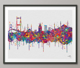 Istanbul Skyline, Turkey, Istanbul Watercolor Print, Istanbul Print, Travel Gift, istanbul poster, Istanbul Gift, Tourism, Wall Hanging-917 - CocoMilla
