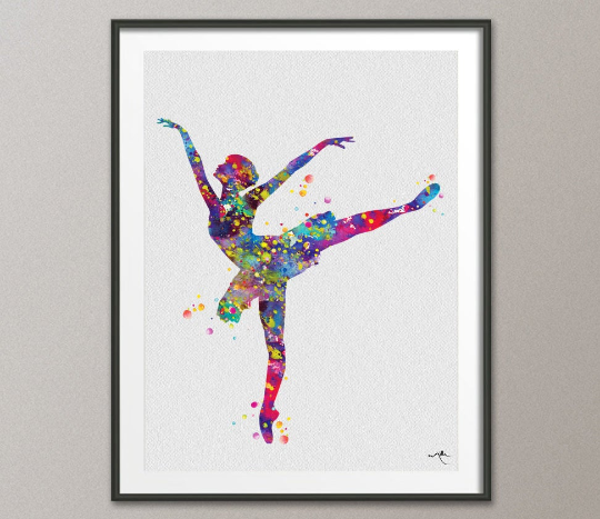 Ballerina 3 Watercolor Print Archival Fine Art Print Children's Nursery Decor Kids Room Princess For Girl Wall Art Wall Hanging [No 760] - CocoMilla