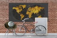 World Map CANVAS Print Extra Large World Art Push Pin Travel Map Rustic Gold Effect World Map Antiques Map Wanderlust Pushpin Trawel-1235 - CocoMilla