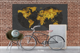 World Map CANVAS Print Extra Large World Art Push Pin Travel Map Rustic Gold Effect World Map Antiques Map Wanderlust Pushpin Trawel-1235 - CocoMilla