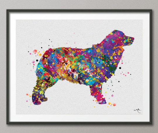 Australian Shepherd Watercolor Print Dog Print Pet Gift Dog Love Puppy Dog Poster Dog Art Aussie Dog Customizable Animal Pet Dog Poster-506 - CocoMilla